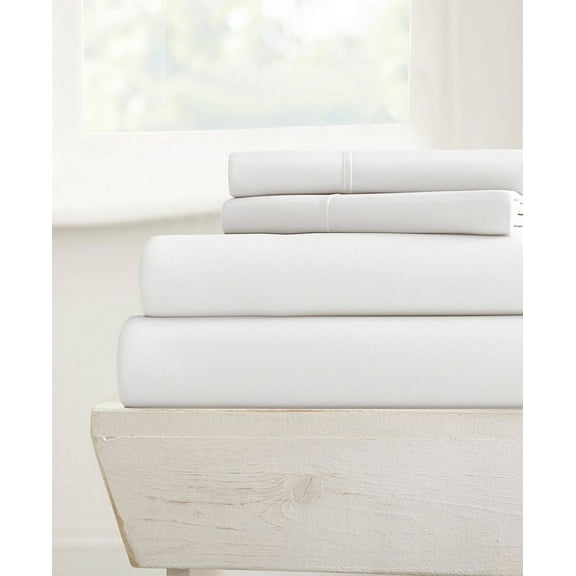 Percale Sheets - California King Size 4-Piece Percale Bed Sheet Set - Premium 800-Thread-Count 100% Egyptian Cotton, 18 inches Deep Pockets - Percale White