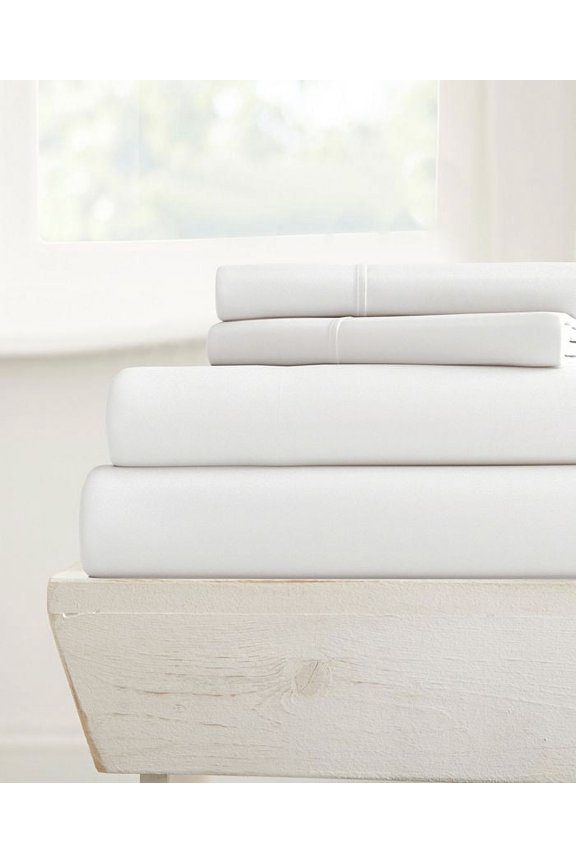 Percale Sheets - Short Queen Size 4-Piece Percale Bed Sheet Set - Premium 800-Thread-Count 100% Egyptian Cotton, 12 inches Deep Pockets - Percale White