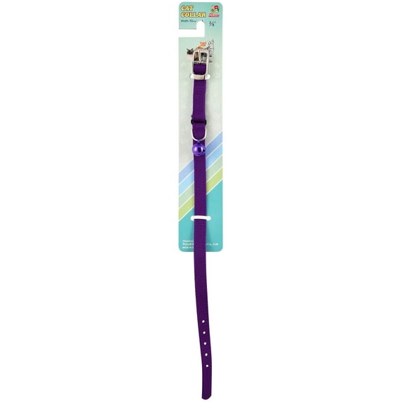 Jeffers Pet Cat Collar with Bell – Durable Breakaway Collar for Kittens & Adult Cats, Adjustable Ultra Web Nylon with Nickel Plated Buckle, Soft & Secure Fit, Indoor & Outdoor Use – Solid Purple