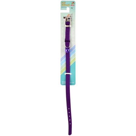 Jeffers Pet Cat Collar with Bell – Durable Breakaway Collar for Kittens & Adult Cats, Adjustable Ultra Web Nylon with Nickel Plated Buckle, Soft & Secure Fit, Indoor & Outdoor Use – Solid Purple