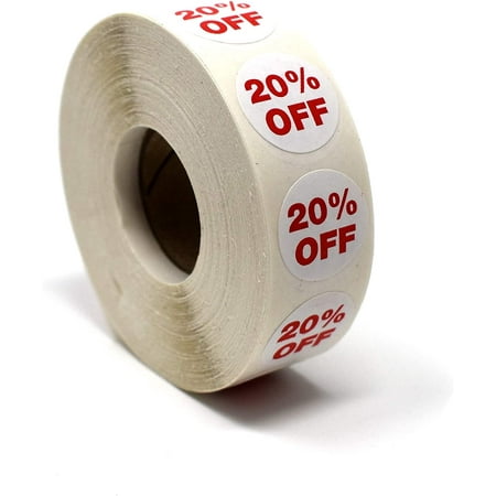 Percent Mark Down Dot Stickers, 3/4" Round Self Adhesive Circle Labels, 1000 Pack
