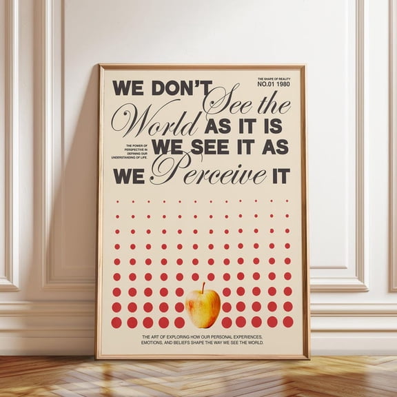 Perception Typography Wall Art Print Apple Motif, Unframed Paper Poster 24x36in