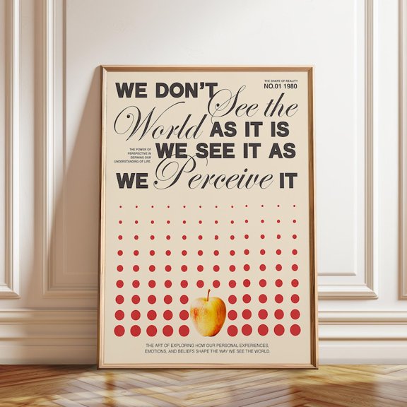 Perception Typography Wall Art Print Apple Motif, Unframed Paper Poster 8x10in