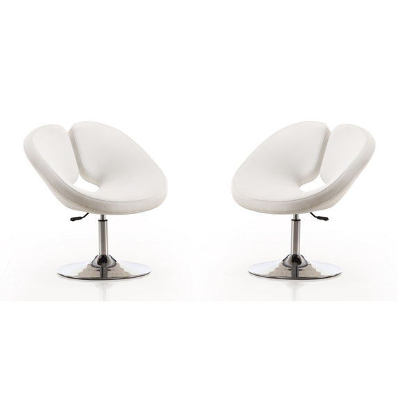 Perch Faux Leather 2 Pc. Modern Adjustable Height Accent Chair in White