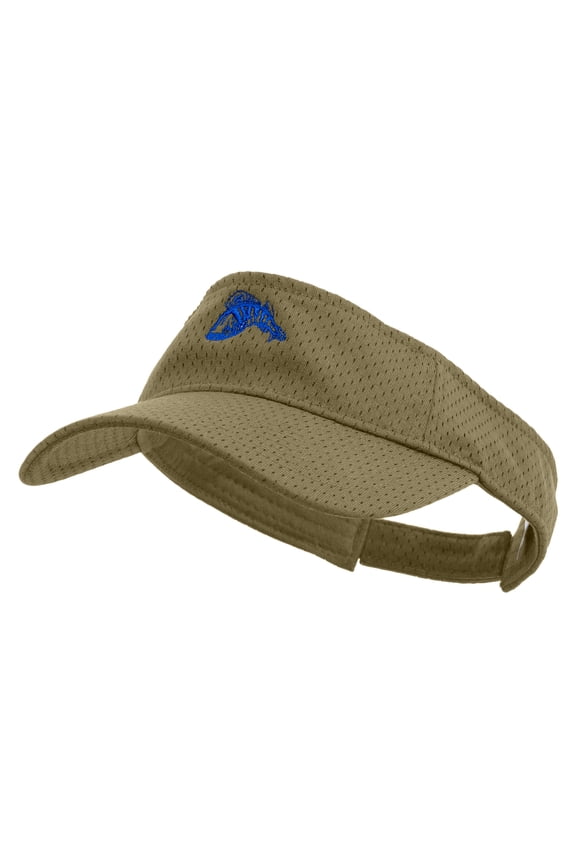 Perch Fish Embroidered Athletic Jersey Mesh Sports Visor - Khaki OSFM