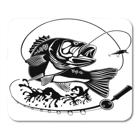 Perch Fish and Fishing Rod Creating Emblems for Clubs Mousepad Mouse Pad Mouse Mat 9x10 inch
