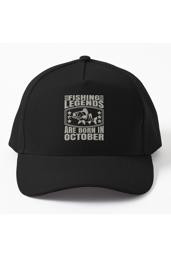 Perch Fishing Legends October Baseball Hat, Angler Birthday Month Graphic Design, Classic Cap