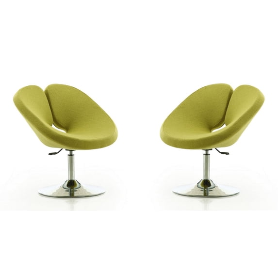 Perch Green and Polished Chrome Wool Blend Adjustable Chair (Set of 2)