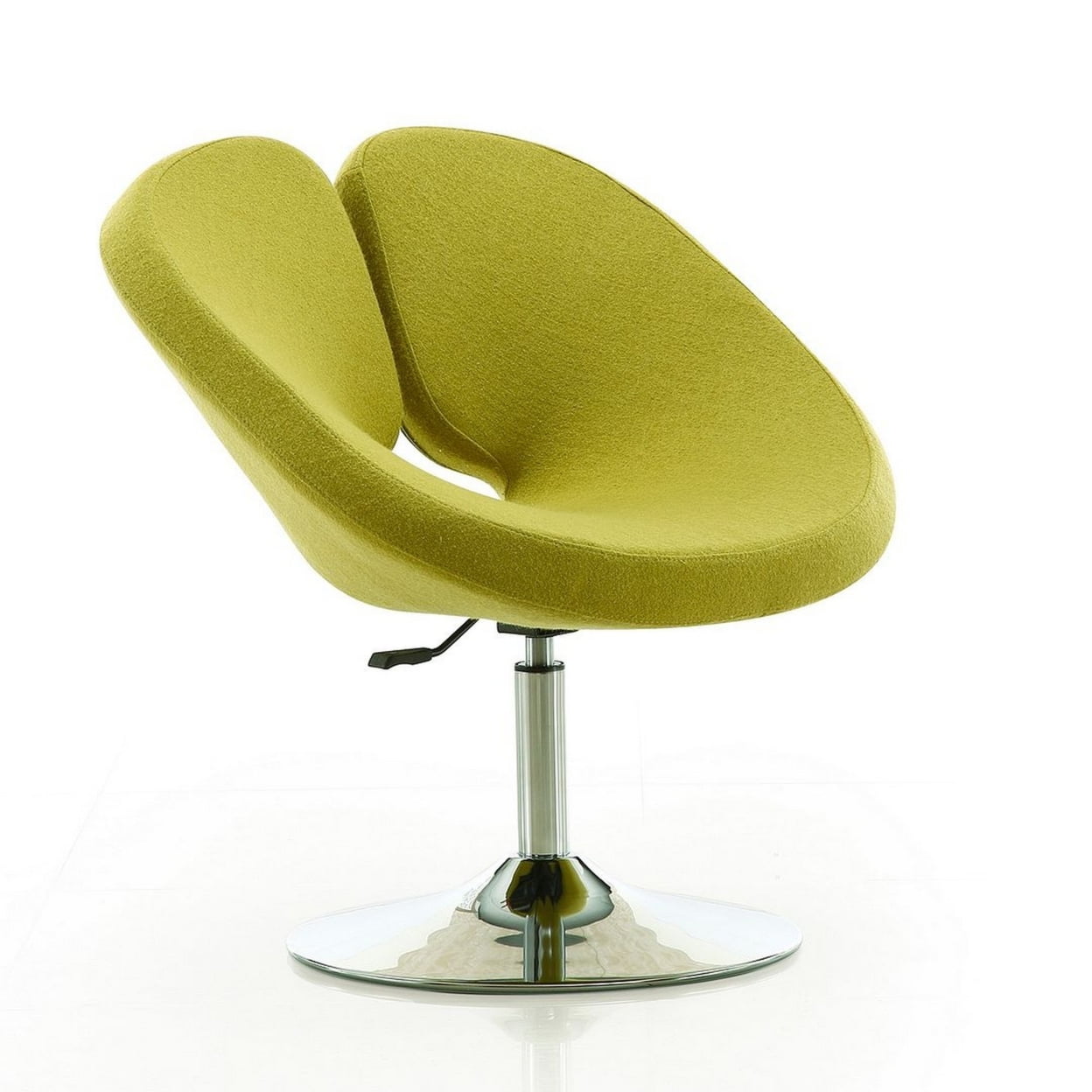 Perch Green Wool Blend Swivel Chair with Polished Chrome Base