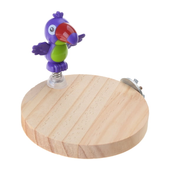 Perch Natural Platform Bird Stand with Cute Yellow Chicken Toy for Small Birds Easy to Install