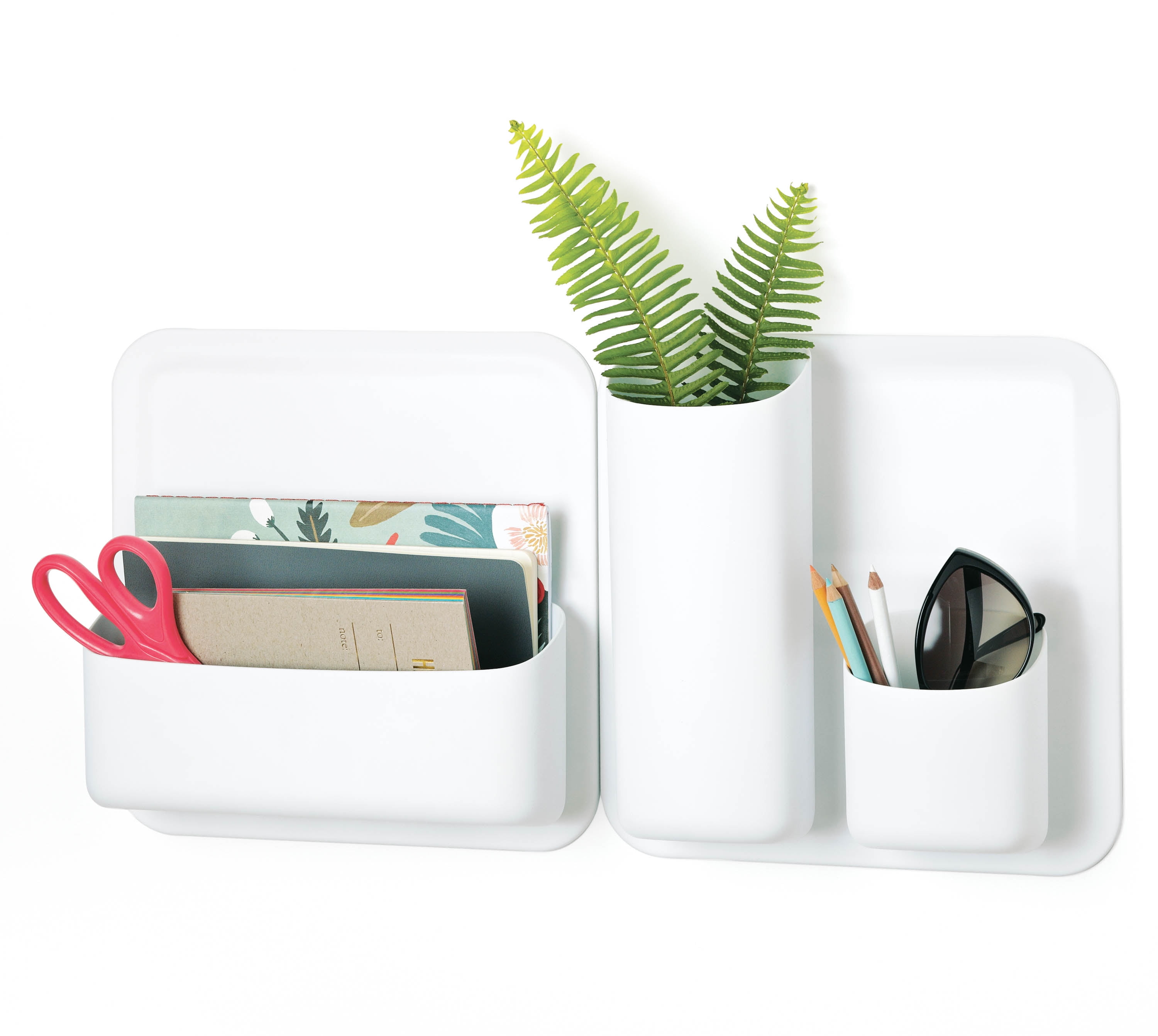 White Magnetic Wall-Mounted 5-Piece Storage Kit