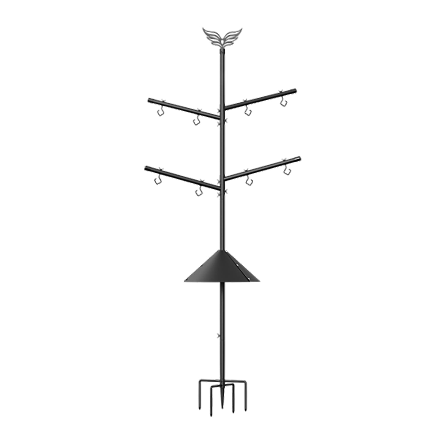 PerchMe Heavy-Duty Deluxe Bird Feeder Pole Station with Squirrel Baffle, Rotating Crossbars, and Hooks, 92-In. Max Height SF-BF-PS