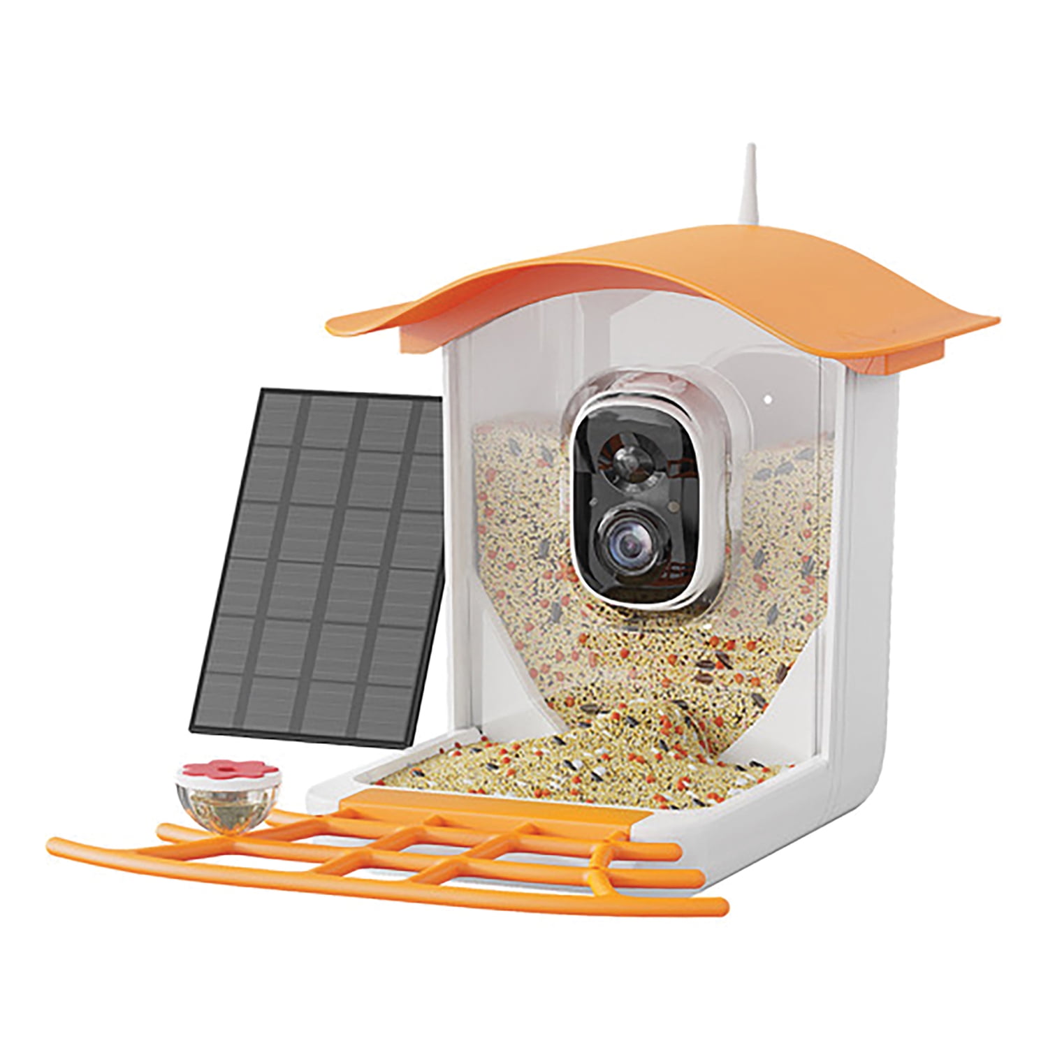 Mango Tango Awning Orange Plastic Smart Bird Feeder with Camera