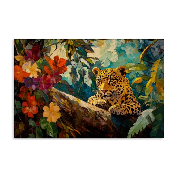 Stupell Industries Perched Above Jungle Cat Canvas Wall Art, design by Petal Prints Design