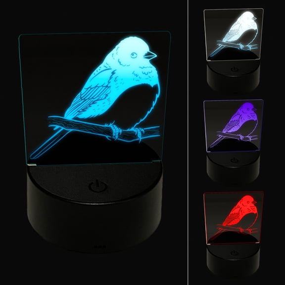 Perched Dark-Eyed Junco Bird LED Night Light Sign 3D Illusion Desk Nightstand Lamp