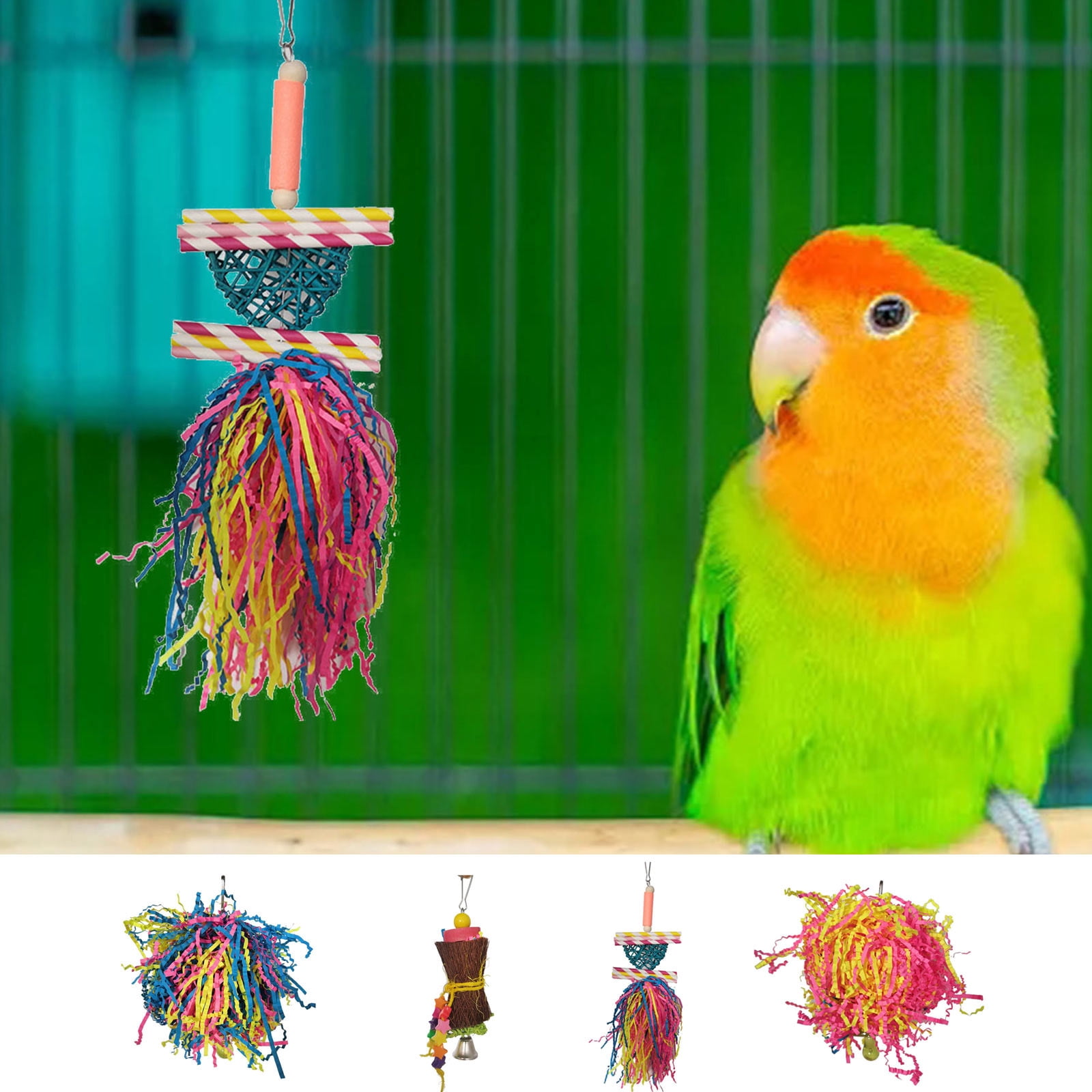 ESSGUO 2 Pcs Parrot Toys - Colorful Spinning Rattle Wheel For Cockatiel, Budgie, Parakeet Cage - View #13