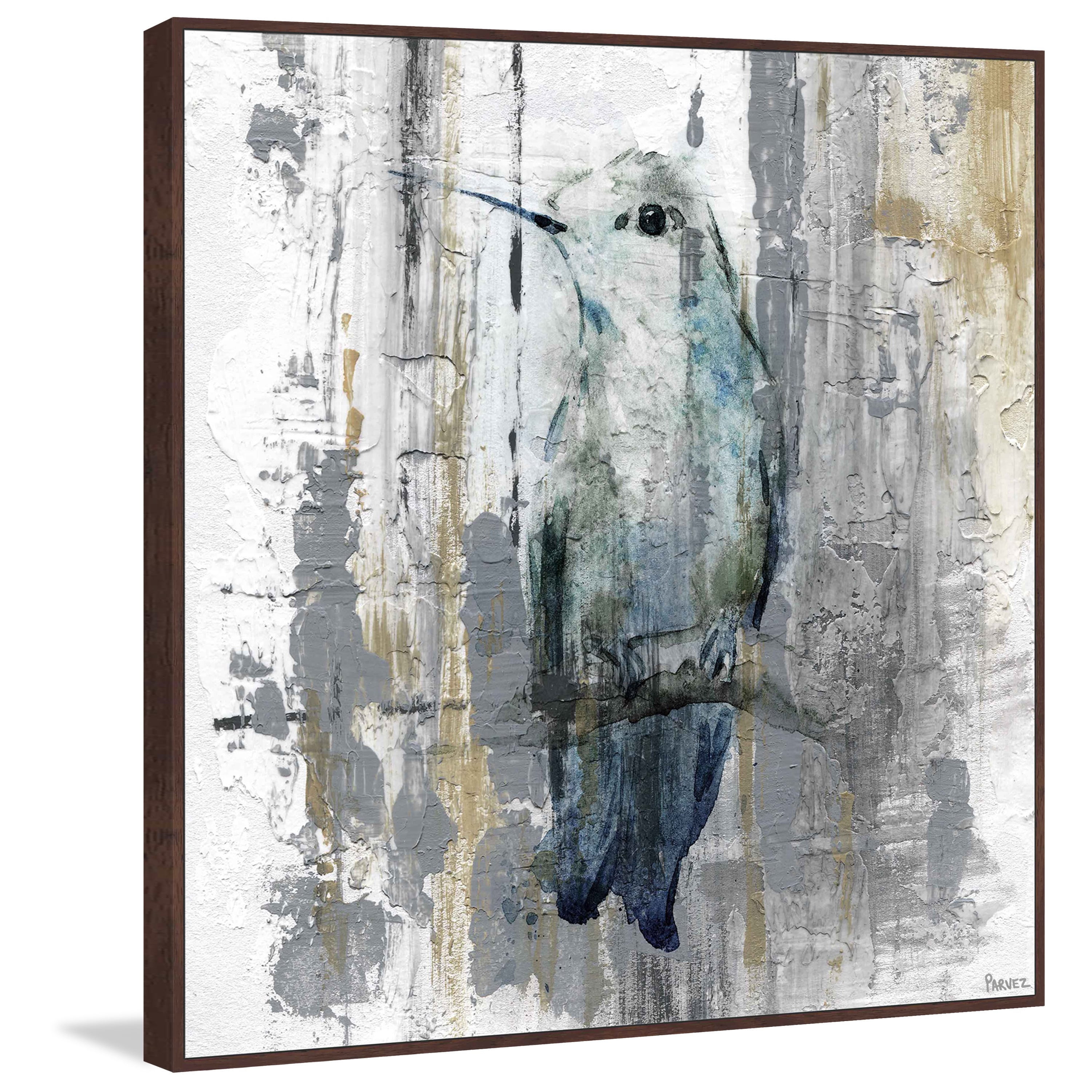 "Perching Grey" Floater Framed Painting Print on Canvas