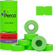 Perco 1 Line Fluorescent Green Labels - 8 Rolls, 1 Sleeve, 8,000 Blank Price and Date Gun Labels for Perco 1 Line Price and Date Guns - Made in USA