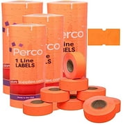 Perco 1 Line Fluorescent Red - 4 Sleeve, 32,000 Blank Pricing Labels for Perco 1 Line Price and Date Guns - Ink Roll