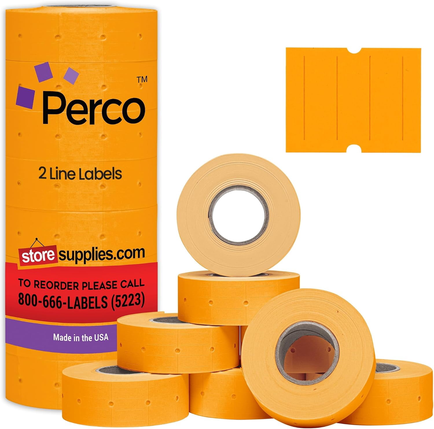 Perco 2 Line Fluorescent Orange Labels - 6,000 Blank Price and Date Gun ...