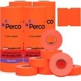 thumbnail image 1 of Perco 2 Line Fluorescent Red Labels - 32 Rolls, 4 Sleeves, 24,000 Blank Price and Date Gun Labels for Perco 2 Line Price and Date Guns - Made in USA, 1 of 7