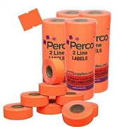 Perco 2 Line Fluorescent Red Labels - 4 Sleeve, 24,000 Blank Pricing Labels for Perco 2 Line Price and Date Guns