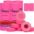 thumbnail image 1 of Perco 2 Line Fluorescent Pink Labels - 24,000 Blank Price and Date Gun Labels for Perco 2 Line Price and Date Guns - 32 Rolls, 4 Sleeves - Made in USA, 1 of 7