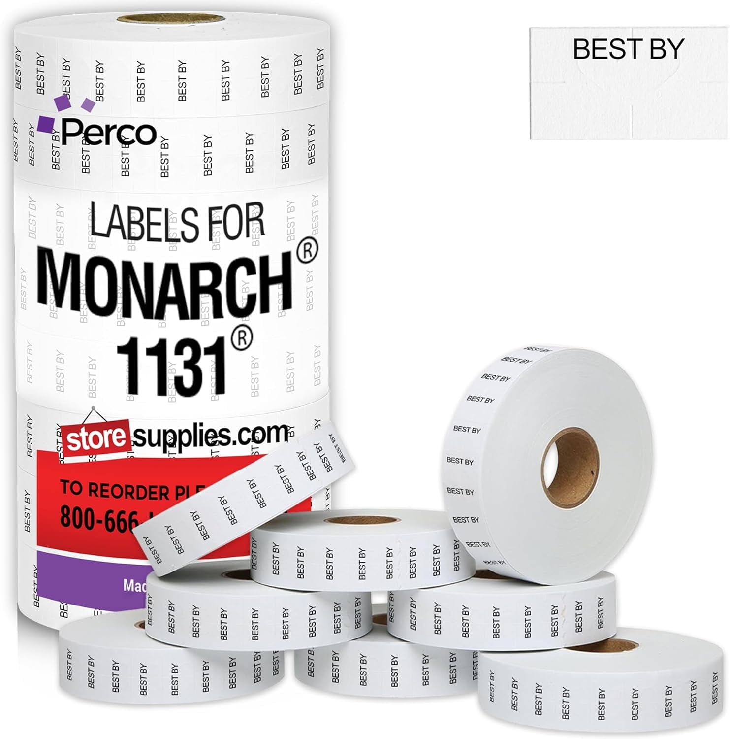 Monarch 1131 Best by Labels - Printer Sticker, 8 Rolls, 20,000