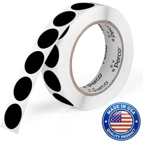 Perco Black Round Circle Dot Sticker 1-Inch Labels with Easy-Tear Perforation, 1,000 Stickers per Roll - Bold High Contrast for Pricing, Writing & Bin Labels, Strong Adhesive - Made in USA