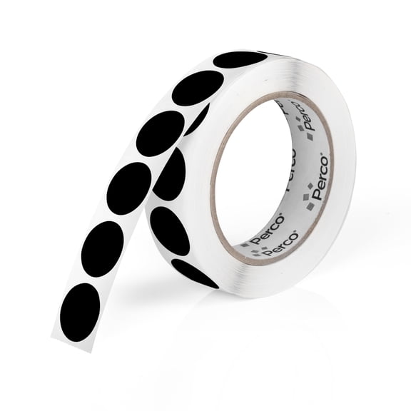 Perco Black 1-Inch Round Circle Dot Sticker Labels with Easy Peel Perforation - 1,000 Labels per Roll - Strong Adhesion, Vibrant Colors for Organizing, Crafting & More - Made in USA