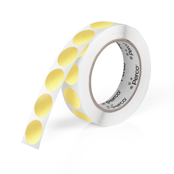 Perco Gold 1-Inch Round Circle Dot Sticker Labels with Permanent Adhesive for Wedding Invitations - 1,000 Labels per Roll - Vibrant Colors, Strong Adhesion - Made in USA