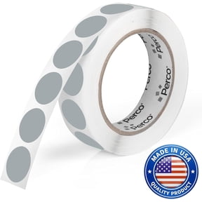 Perco Grey Round Circle Dot Sticker 1-Inch Labels with Perforation for Easy Tear-Off, 1,000 Stickers per Roll—Subtle Labels for Secondary Categories & Low Priority Items, Strong Adhesive - Made in US
