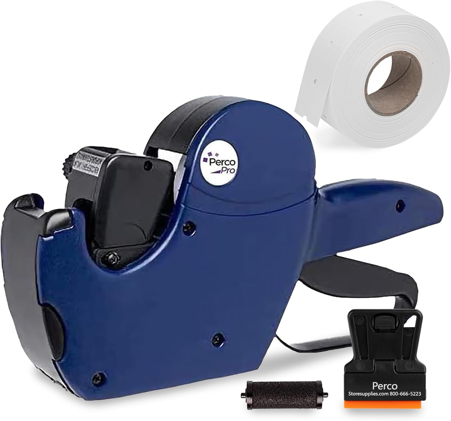Perco Pro 2 Line Date Gun, Includes 16 Digits Date Gun Labeler, Pre-Loaded Roll of 750 White Labels and Ink Roll