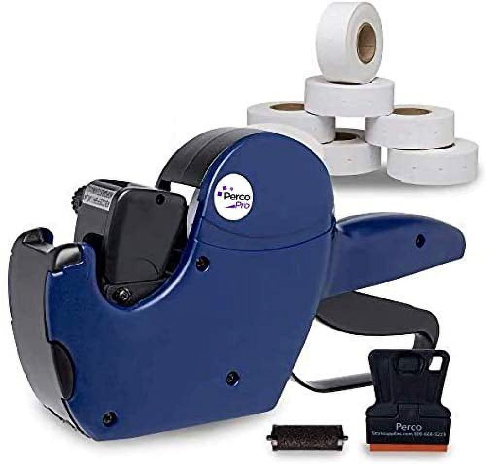 Perco Pro 2 Line Date Gun Labeler Kit, Includes 16 Digits Label Gun, 10,500  White Labels, Inker Remover Tool, and Pre-Loaded Ink Roll 