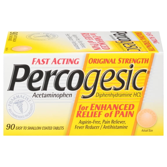 Percogesic Original Strength Pain Relief, Aspirin Free Fast Acting Relief, 90 Tablets