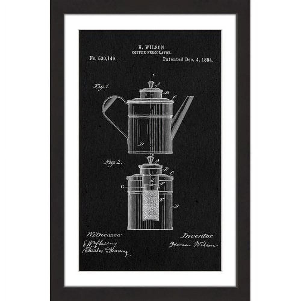 "Percolator 1894 Black Paper" Framed Painting Print