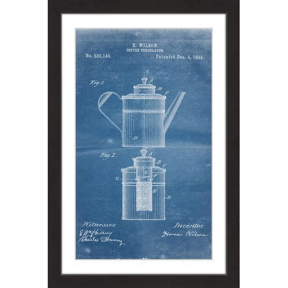 "Percolator 1894 Blueprint" Framed Painting Art Print