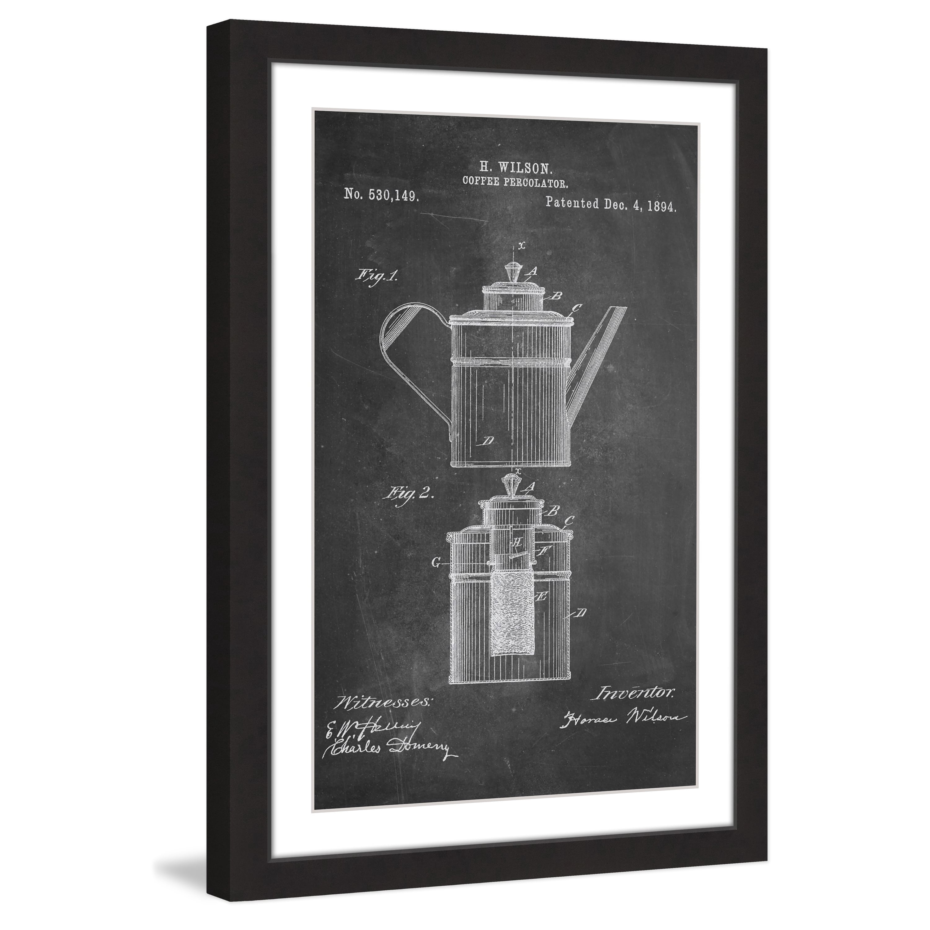 "Percolator 1894 Chalk" Framed Painting Art Print, 20" x 1.5"