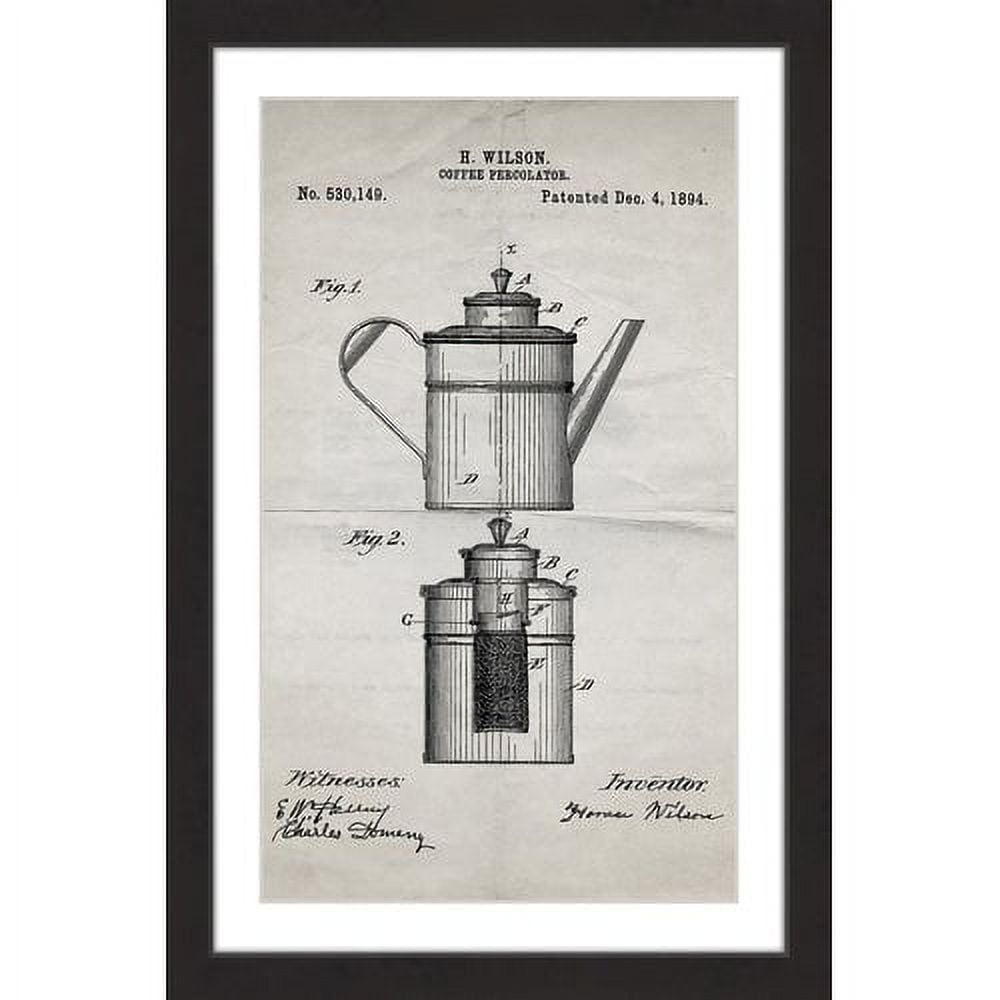 "Percolator 1894 Old Paper" Framed Painting Print