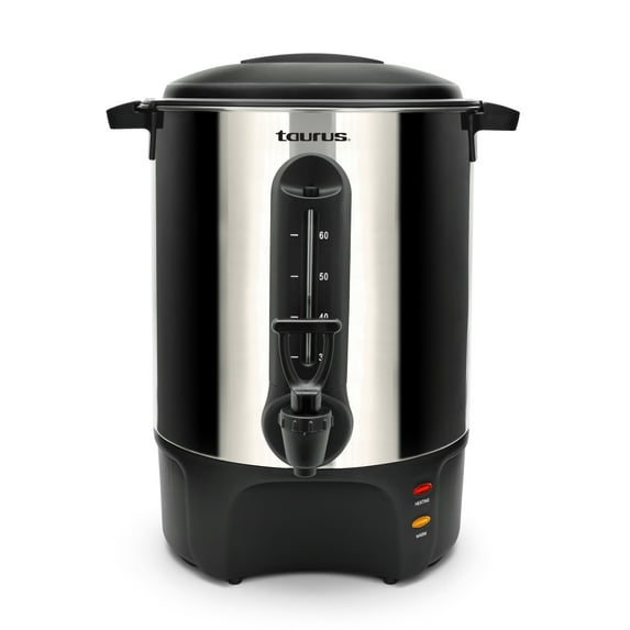 60-Cup Stainless Steel Coffee Percolator with Reusable Basket Filter – Taurus CoffeeStation 60