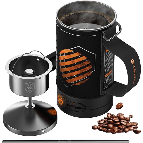 Percolator Coffee Pot Electric, Boil Water & Brew Tea 2-in-1, 3 Cup Coffee Maker, Portable Tea Kit for Camping, Travel