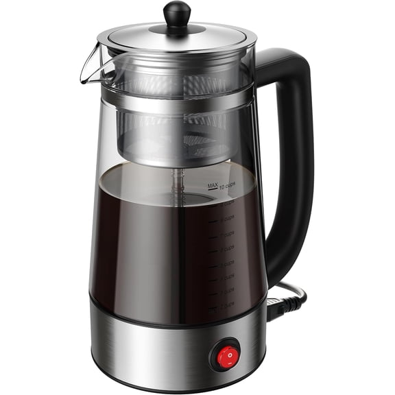 Percolator Coffee Pot Electric Coffee Maker, Brews 210 Cups, Auto Keep Warm, Stainless Steel Basket, Borosilicate Glass, Easy-Pour Spout, Cool-Touch Handle