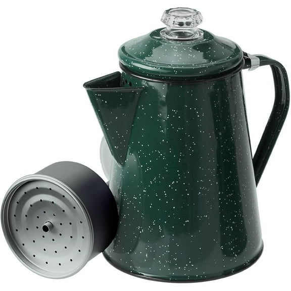 Percolator Coffee Pot | Enamelware Campfire Coffee Boiler Kettle for Outdoor Camping Cookware, Cabin, RV, Kitchen, Hunting & Backpacking
