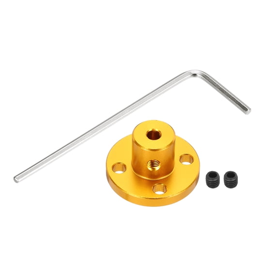 4 Pcs 3mm Flange Coupling Connector with Hex Wrench and Fastening Screw,Gold