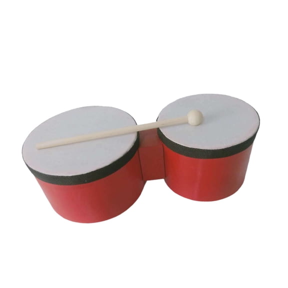 Percussion Instrument Bongo Drum Musical Aid Bright Red Finish for Young Children Family Fun Activities