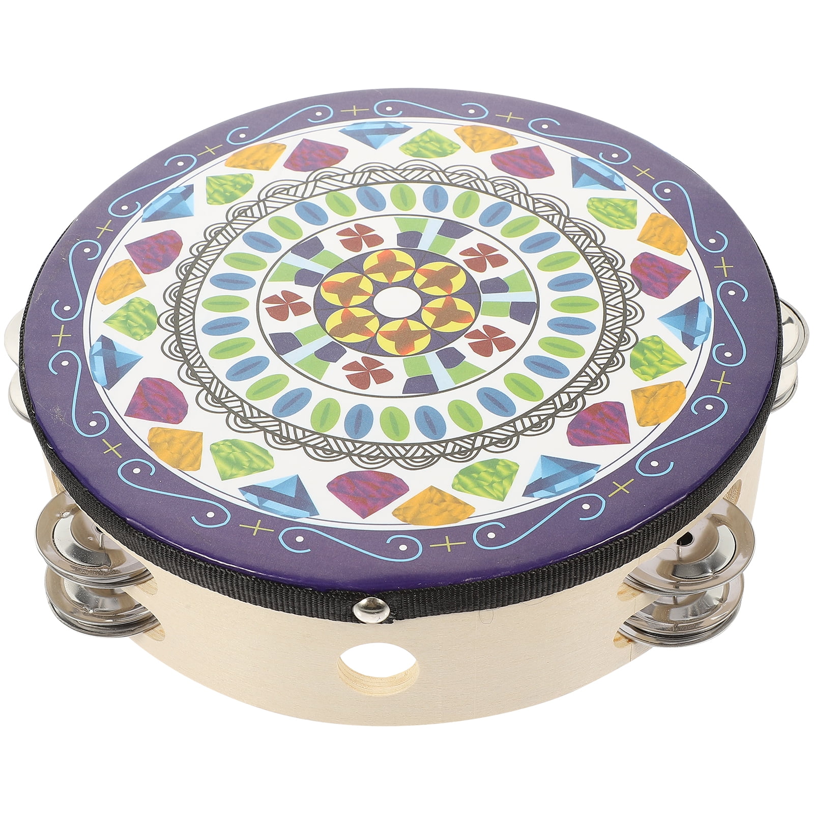 Qiysamall Percussion Instrument Musical Otomatome Tambourine Hand Crank