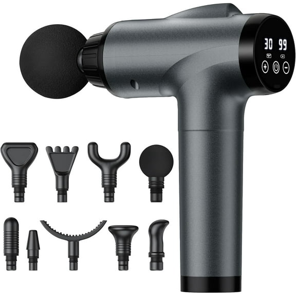 Percussion Massage Gun, Deep Tissue Handheld Massager, 9 Attachments
