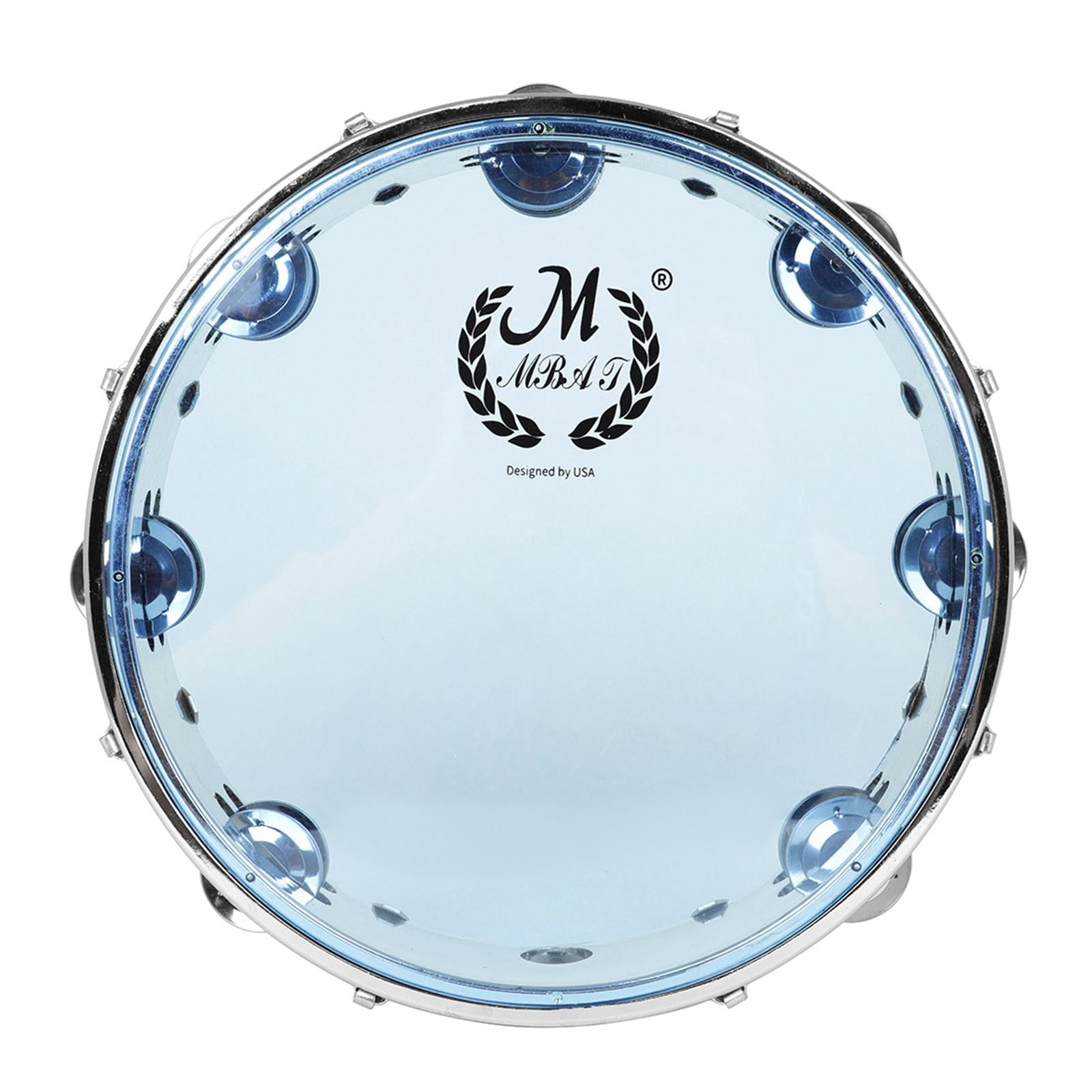 Percussion Tambourine Transparent Double Row Educational Musical Handheld Head Drum for Party Home Infant Toddlers School - Blue