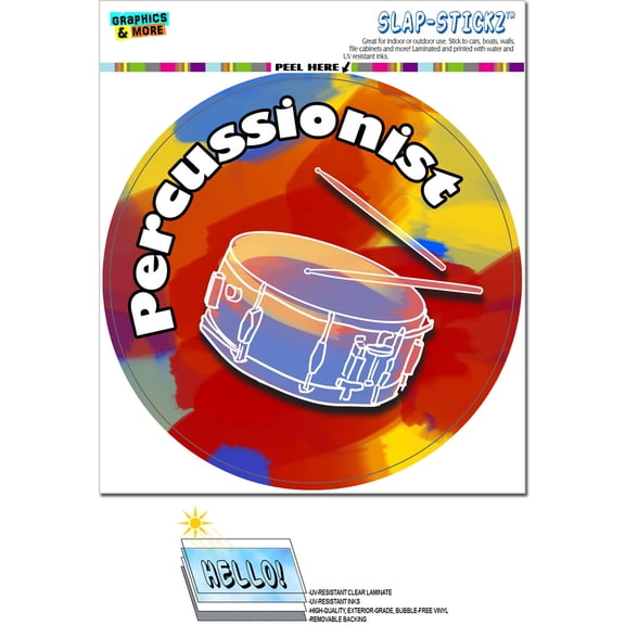 Percussionist - Band Orchestra Instrument Percussion Red Blue Circle SLAP-STICKZ(TM) Premium Sticker
