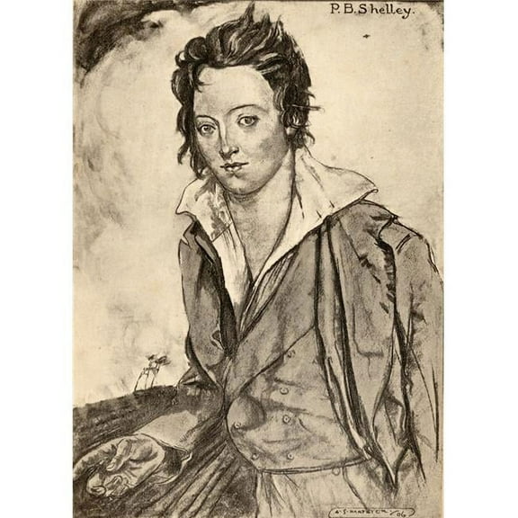 Percy Bysshe Shelley  1792-1822. English Romantic Poet. From An Illustration By A.S. Hartrick. Poster Print